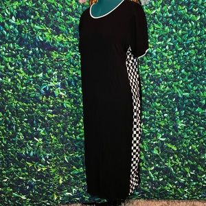 Black maxi dress with checkered side panel